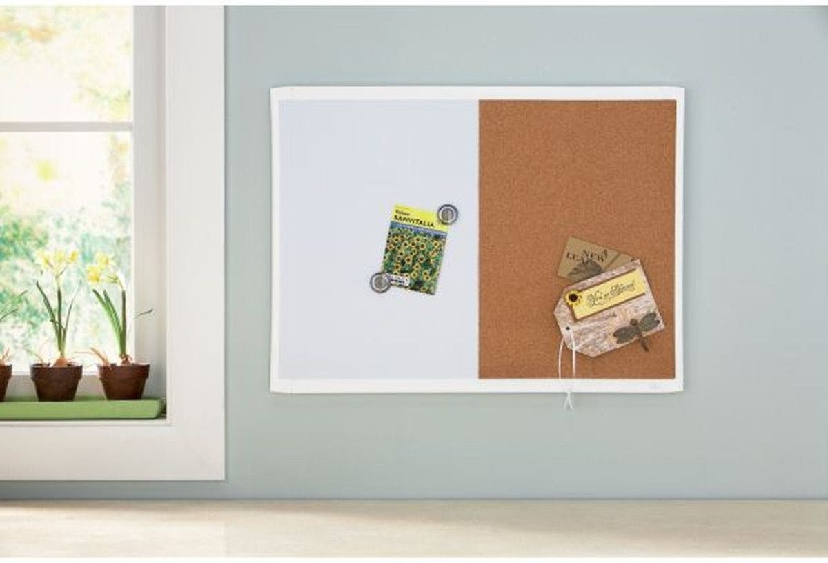 NOBO Wandtafel Kombitafel mit Aluminiumrahmen magnetisch und Kork B/H: 58,5 x 43,0 cm in Weiß/Kork - Bild 1