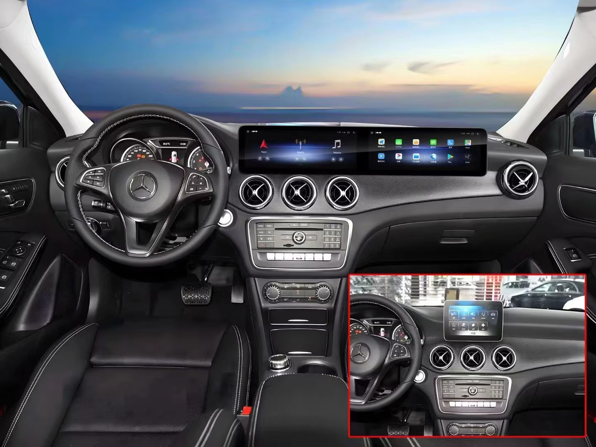 YANFU Android 14 Dual-Screen Autoradio mit 25,6 Zoll Display und GPS für Mercedes Benz C GLC W205 W253 X253 2015-2022, CarPlay, Schwarz - Bild 3