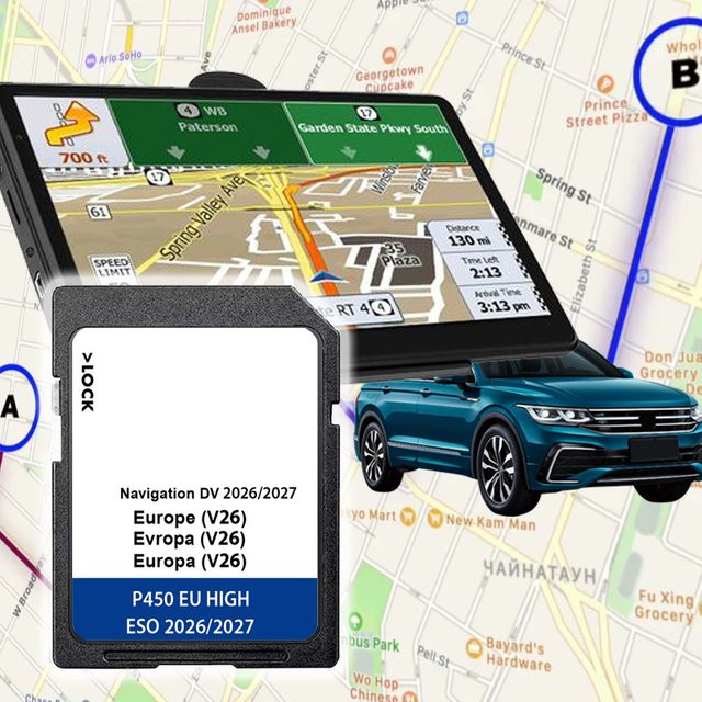 Navinesa Discover Pro SD-Navigationskarte Europa 2026-2027 für VW e-Golf Passat Touran Tiguan, 64GB - Bild 1