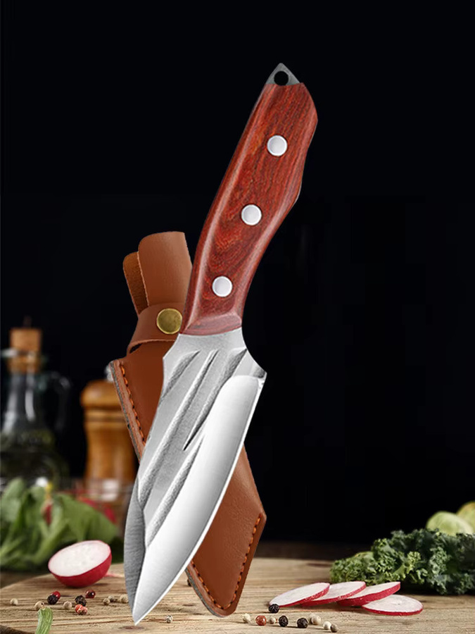 WXCOO Handgeschmiedetes Küchenmesser mit Holzgriff als Fleisch-, Fisch- und Gemüsehackmesser - Bild 7