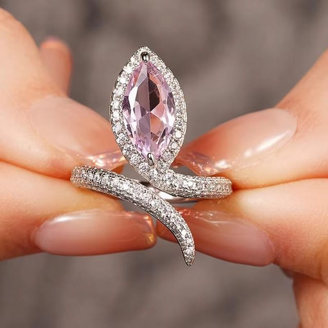 Huitan Ringe, Rosa Birne Zirkonia, Kupfer, Silber, Damen - Bild 1