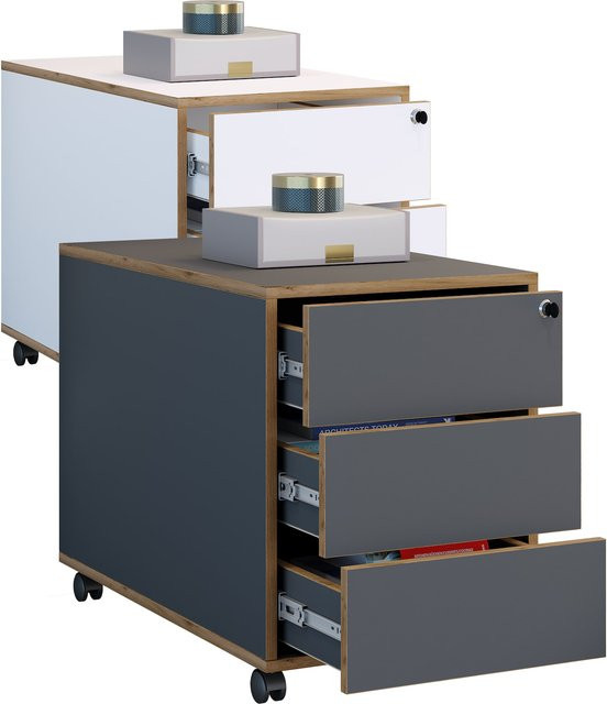 VCM Rollcontainer Salia Beistellcontainer mit drei Schubladen und Schloss, H x B x T: 50 x 39 x 70 cm - Bild 1