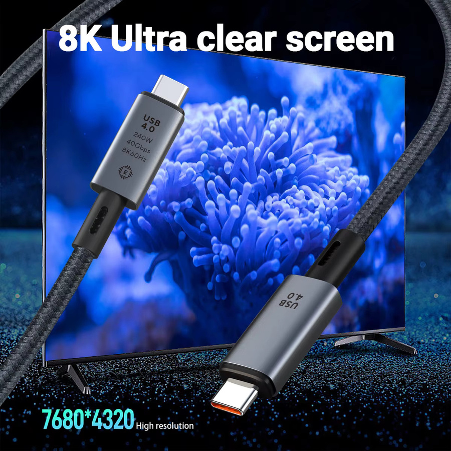 Gopala USB-C-auf-USB-C-Geflechtkabel mit 240W Schnellladefunktion, 40 Gbit/s Datenübertragung und 8K@60Hz HD-Video für Laptop, iPad und Smartphone - Bild 4