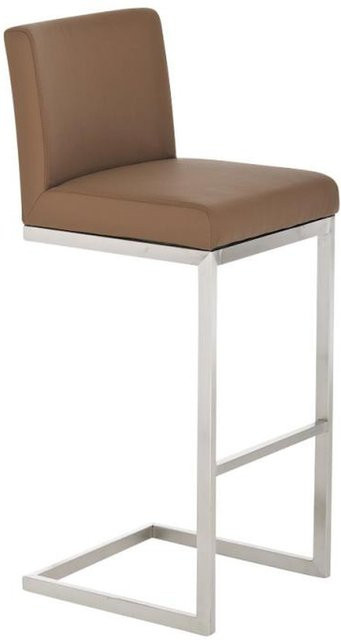TPFLiving Barhocker Paragon mit Edelstahlgestell und Kunstleder in Hellbraun, B/T/H: 42 x 48 x 104 cm - Bild 1