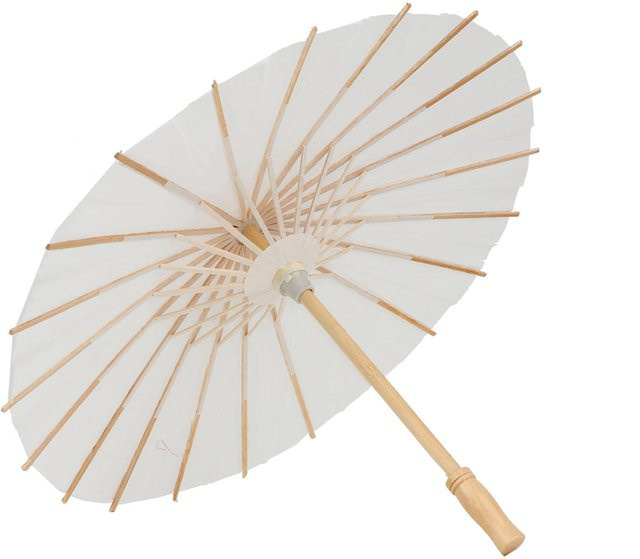 DIYelecs Papier Regenschirm als klassische Deko für Hochzeit und Brautparty in Weiß und Beige, Durchmesser: 39,5 cm - Bild 1
