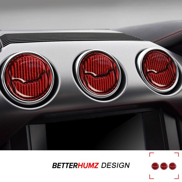 BetterHumz Carbon Faser Dashboard Klimaanlage Lüftungsdüsen Abdeckung Trim Aufkleber für Ford Mustang GT 2015-2019 Auto Innenraum Zubehör - Bild 1
