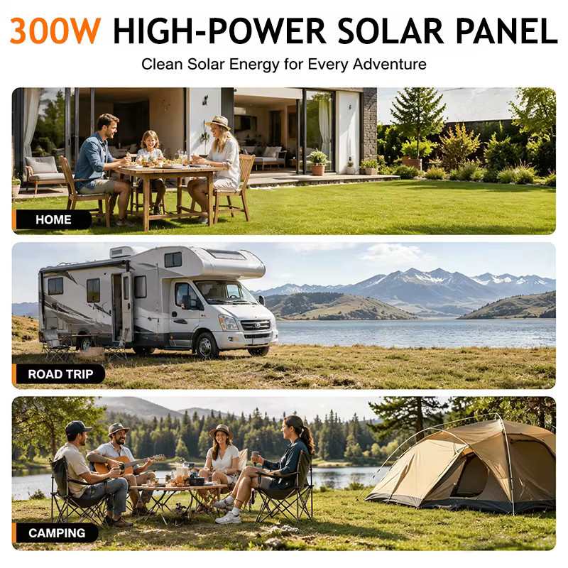 CHUBAN Tragbares faltbares Solarpanel 300W Wasserdichtes Solar-Ladegerät in Schwarz für Camping und Wohnmobil - Bild 6