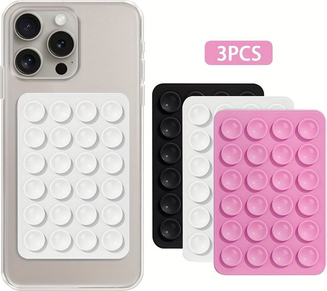 DUTRIEUX Set aus 3 quadratischen Silikon-Saugnäpfen, einseitig und multifunktional, in Multicolor - Bild 1