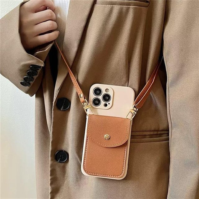 Leder Portemonnaie Hülle für Xiaomi 15T Pro 14T mit Kartenhalter und Umhängeband in Braun - Bild 1
