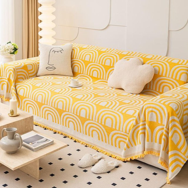 Super Six Chenille Sofadecke mit geometrischem Muster, fleckenabweisend und kratzfest, B/B: 180 x 130 cm - Bild 1