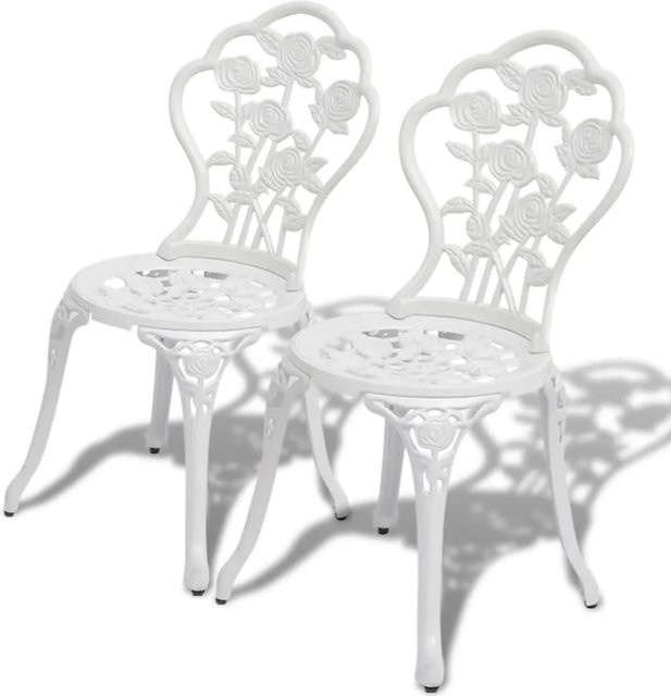 vidaXL Bistro-Stühle Set aus Aluminiumguss in Weiß für Garten und Terrasse - Bild 1