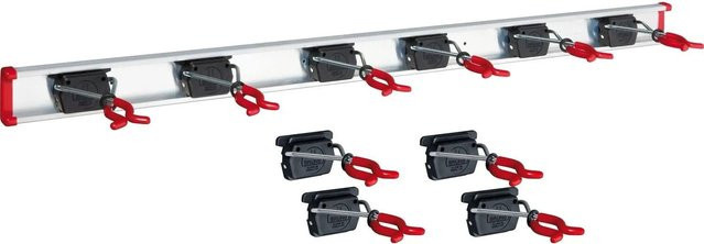 Bruns Gerätehalter Set in Schwarz und Rot mit 10 Haltern und 1 Schiene, Breite: 50 cm - Bild 1