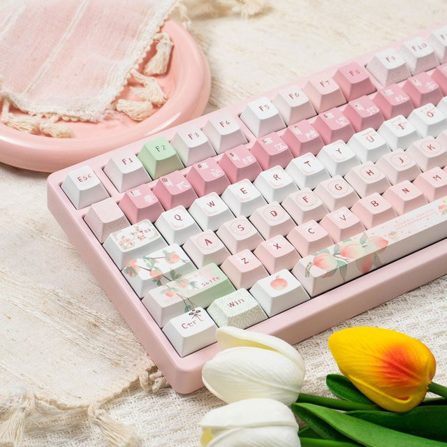 Venit Keys Pink Peaches Tastenkappen Set aus PBT im Cherry Profile für mechanische MX-Tastaturen, Farbe: Pink - Bild 1