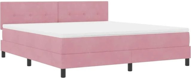 vidaXL LED Boxspringbett mit Matratze in Rosa, Samt, B/T: 180 x 200 cm, Höhe: 183 cm - Bild 1