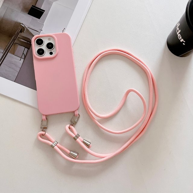 Crossbody-Lanyard-Handyhülle für iPhone 17 Pro Max und 16 Pro Max in Pink mit verstellbarem Umhängeband - Bild 1