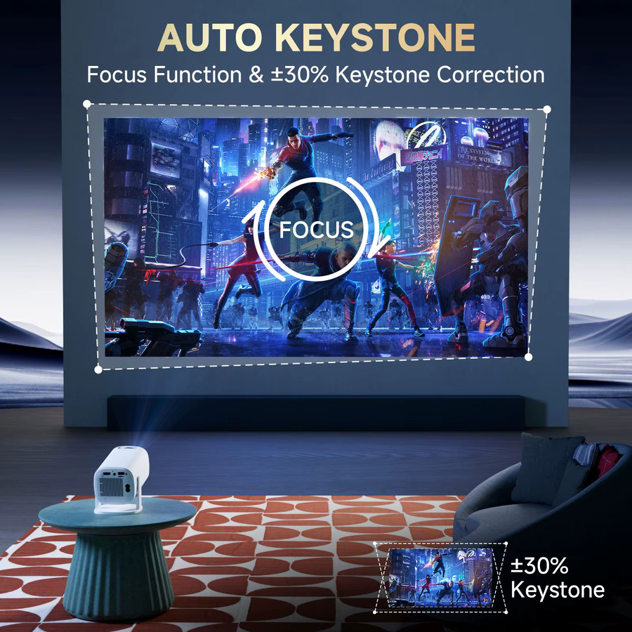 HONGTOP P30 PRO Smart Mini-Projektor mit Android 14, WiFi 6 und Bluetooth 5.0, 4K Unterstützung, 1280 x 720P Auflösung, Farbe: Weiß - Bild 4