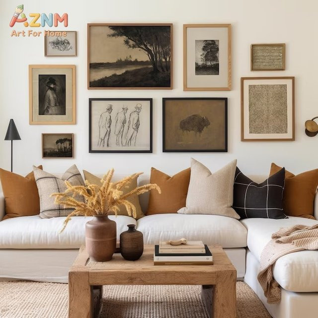 AZNM Vintage Leinwandposter mit Bison-Motiv und Landschaftsdruck in Monochrom-Optik für deine Wanddekoration - Bild 1