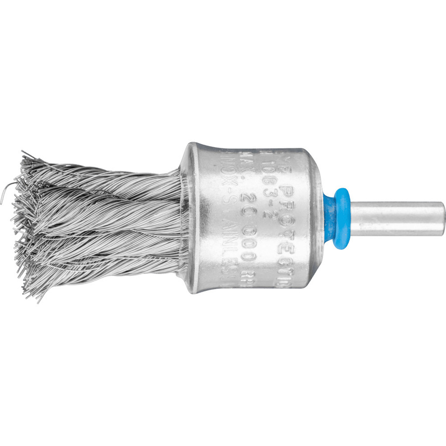 PFERD Pinselbürste mit Kunststoffschutz gezopft PBG, Durchmesser: 23 mm, Schaft-Durchmesser: 6 mm, Edelstahl-Draht-Durchmesser: 0,25 mm, Farbe: Silber - Bild 1