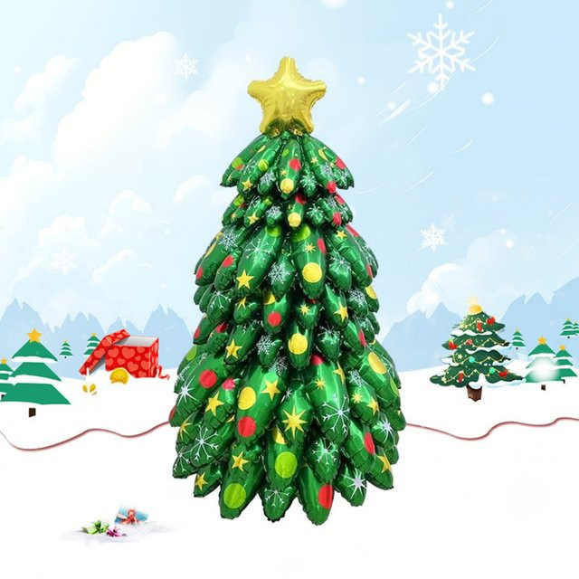 KUKUZHU 3D DIY Weihnachtsbaum aus Aluminiumfolie Ballon als freistehende Weihnachtsdekoration - Bild 1
