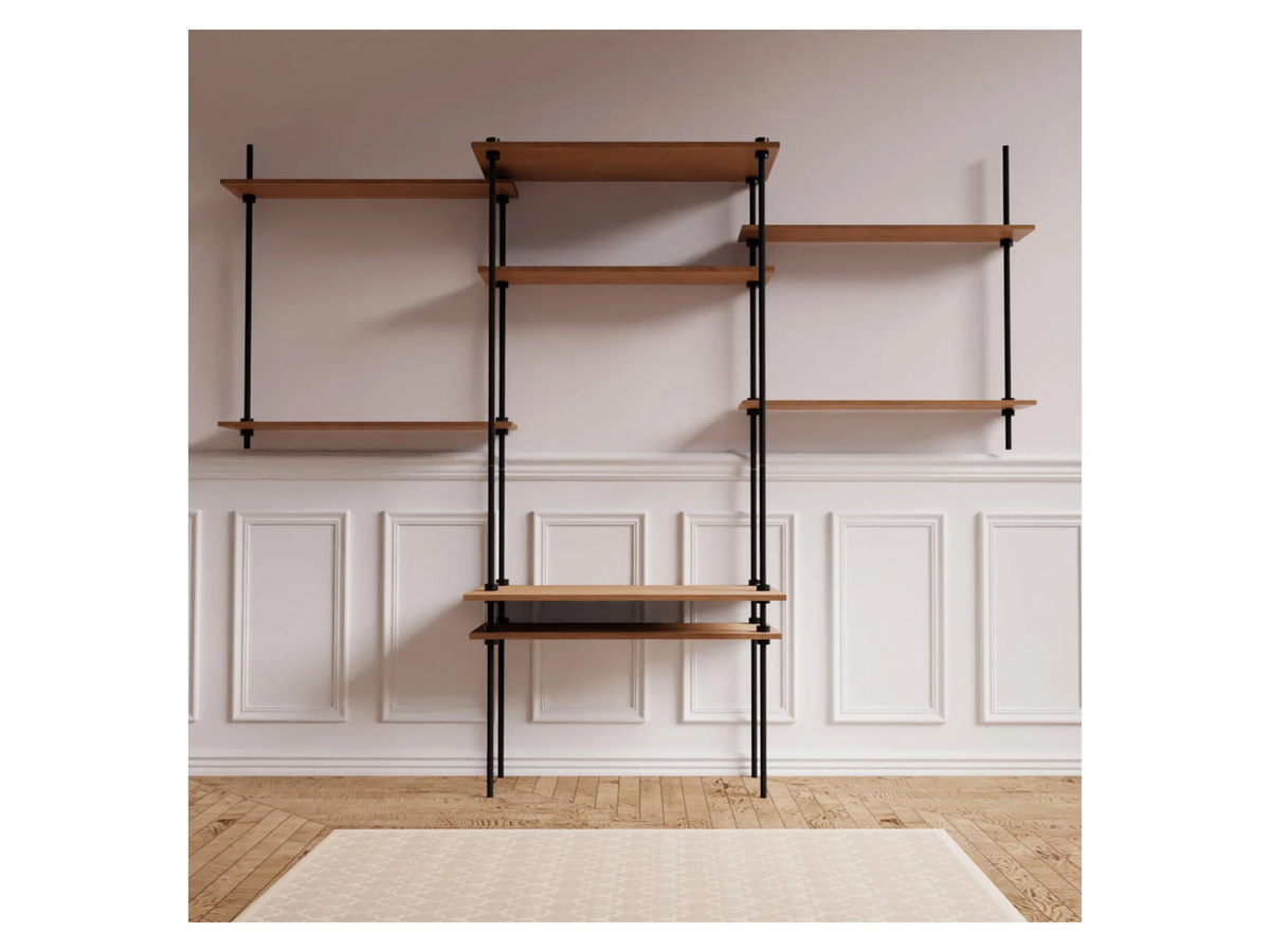 AR Shelving Schreibtisch DECO mit Regal in Anthrazit und Oak, B/T/H: 185 x 52,5 x 30 cm - Bild 1