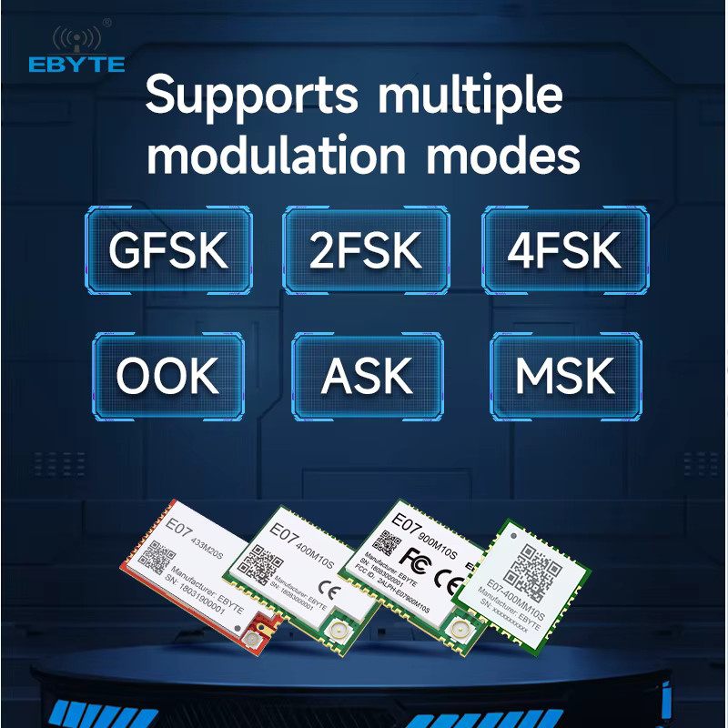 EBYTE CC1101 Wireless RF Modul 433 MHz E07 mit Antenne für große Reichweite bis 1,5 km, SMD, SPI-Schnittstelle, Multicolor - Bild 2