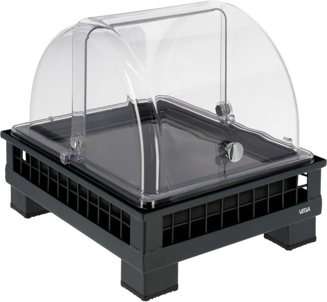 VEGA Buffetvitrine Portland mittel aus Melamin in Anthrazit, Transparent und Schwarz, GN 1/2, B/T/H: 29,0 x 35,2 x 29,9 cm - Bild 1