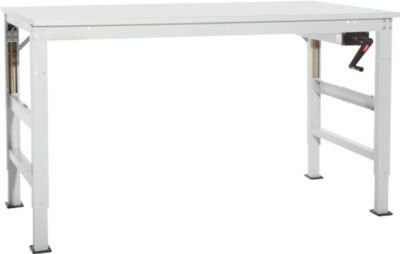 Manuflex Arbeitstisch Ergo K höhenverstellbar mit Kurbel, B/T: 125 x 80 cm, Tischplatte PVC Dekor in Lichtgrau - Bild 1