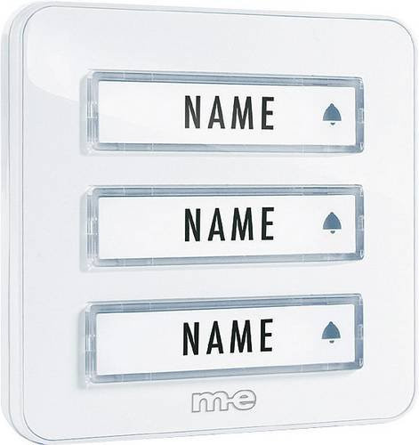 M-e modern-electronics KTA-3W Klingelplatte mit 3-fachem Namensschild in Weiß 12 V/1A - Bild 1