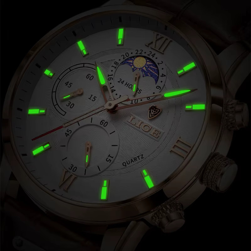 LIGE Chronograph, Leder, Quarz, Herren - Bild 3