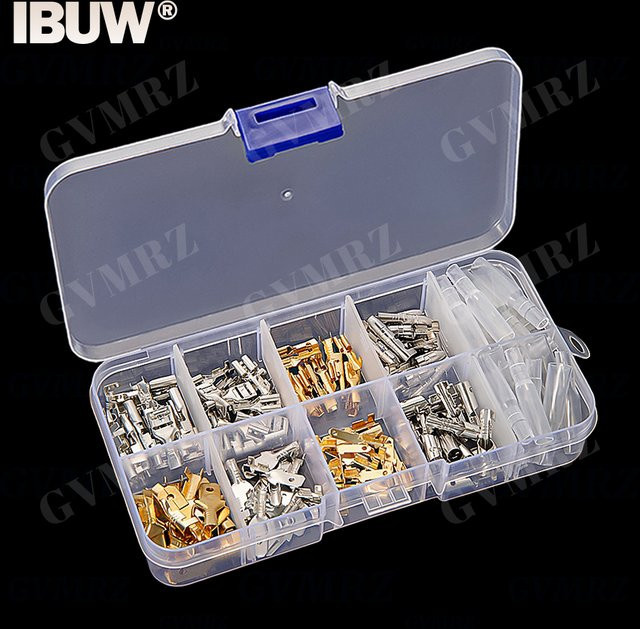 150 Stück Kaltpress-Terminal-Kit mit Steckverbindern 6,3 mm, 4,8 mm, 2,8 mm und 4 mm Buchsenklemmen in Silber und Gold - Bild 1