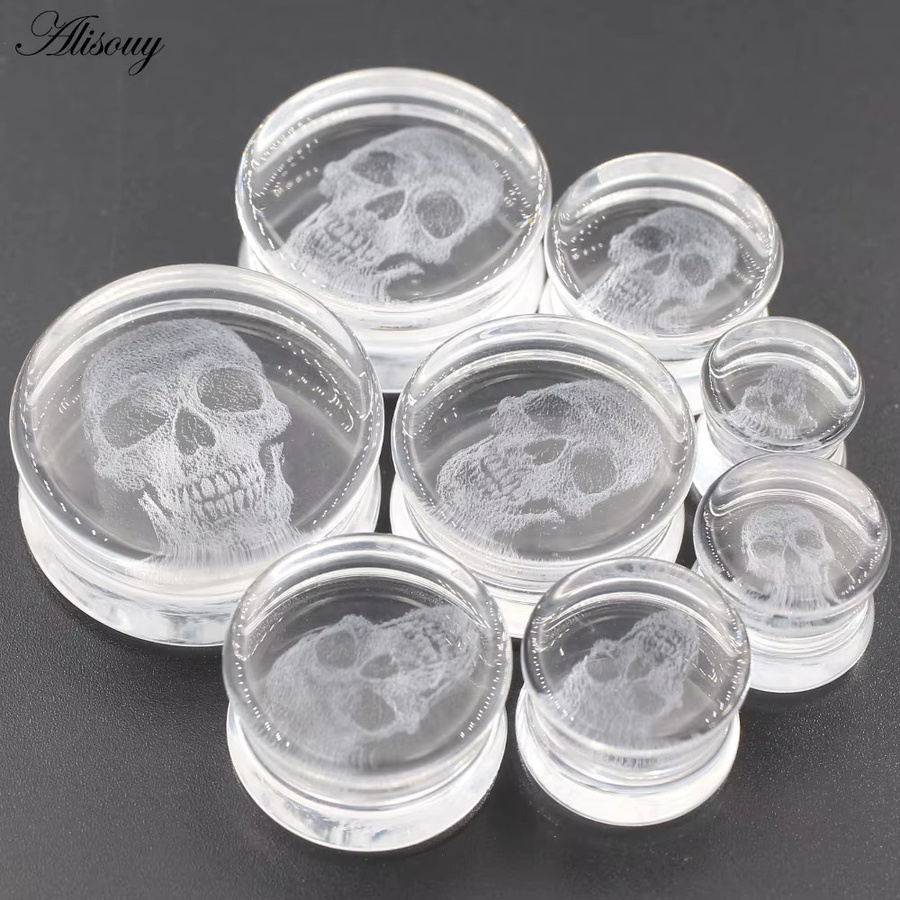 Alisouy Ohrringe, Glas, Schädel, Weiß, Unisex - Bild 2