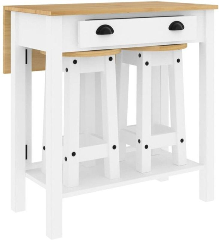 3-teiliges Bar-Set aus weißem Massivholz Kiefer im Landhausstil von Vidaxl - Bild 1