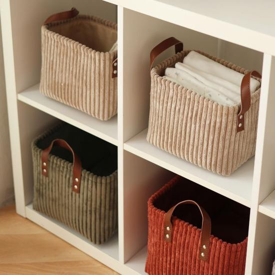 LAIBAODANBA Corduroy Aufbewahrungskorb faltbarer Organizer mit verstärkten Griffen für Spielzeug und Kleidung - Bild 4