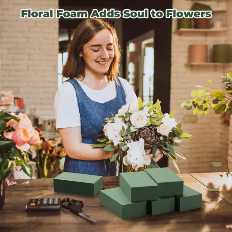 Nasse Blumenschaumblöcke in Grün für florale Arrangements und Dekorationen bei Hochzeiten oder Partys - Bild 5