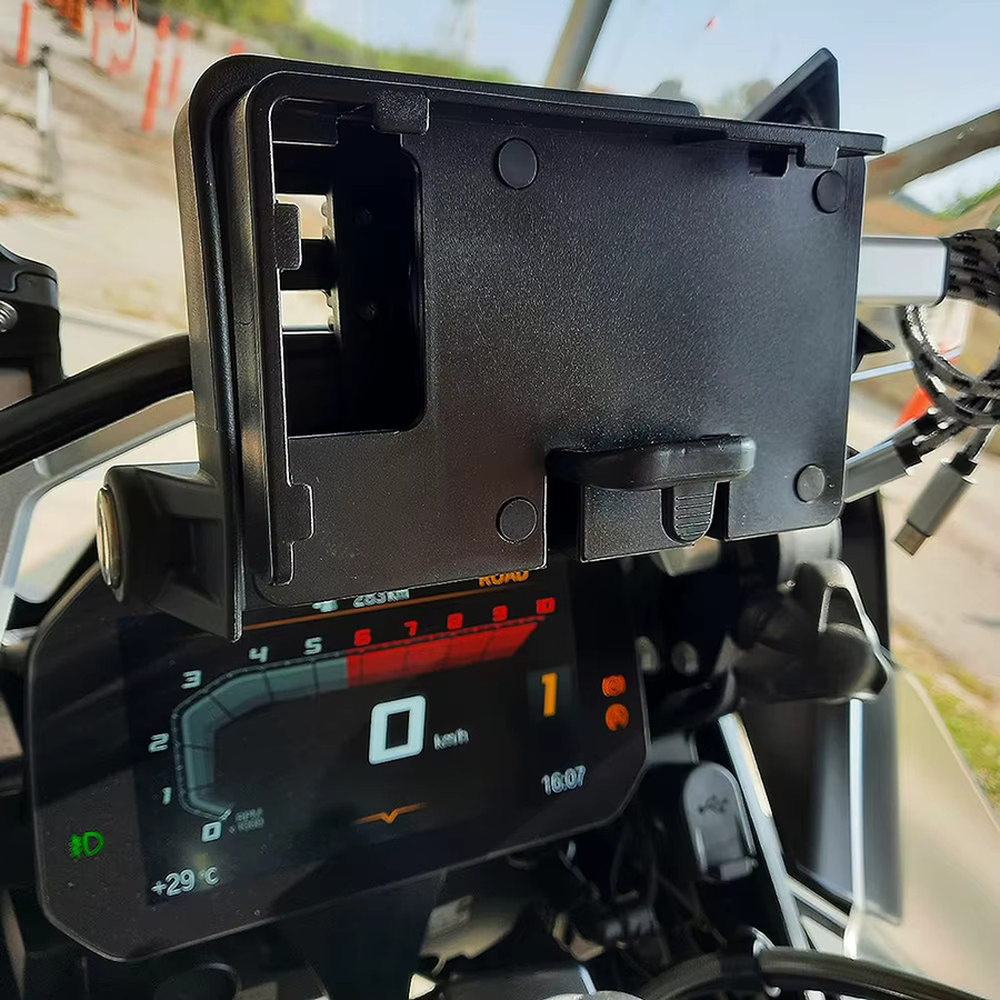 Motorrad Telefonhalterung mit USB-Ladegerät für BMW R1200GS F800GS F700GS und Honda CRF1000L Africa Twin in Schwarz - Bild 5