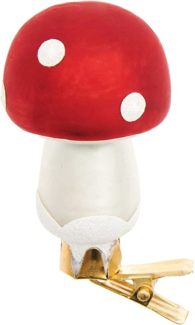 Rico Design Glas-Clip Fliegenpilz rund mit Glitter in Rot und Weiß - Bild 1