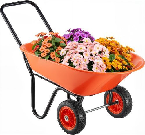 VEVOR Schubkarrenwagen mit 5 Kubikfuß Ladevolumen und 135 kg Tragkraft, 2-rädriger Gartenkipper mit 10 Zoll breiten Spurrädern und Griff für Garten und Rasen - Bild 1