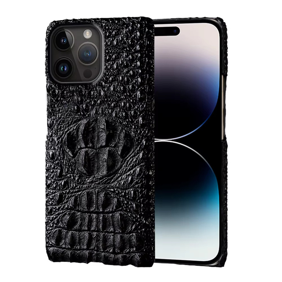 Luxus 3D Kopf Stil Leder Handyhülle für Apple iPhone 11 bis 17 Pro Max und Air in Schwarz - Bild 2