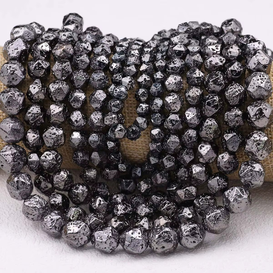JHNBY Perlen, Naturstein, schwarz, facettiert, 6-12mm, Unisex - Bild 5