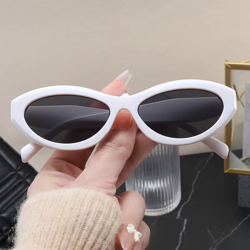 Samjune Cat Eye Sonnenbrille, Unisex, Vollrand, Kunststoff, weiß - Bild 2