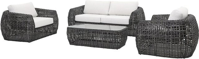 Gartensitzgruppe MYLIA aus Polyrattan in Anthrazitgrau mit 2-Sitzer-Gartensofa, 2 Sesseln, Couchtisch und Polsterkissen, Breite: 123 cm, Tiefe: 198 cm - Bild 1