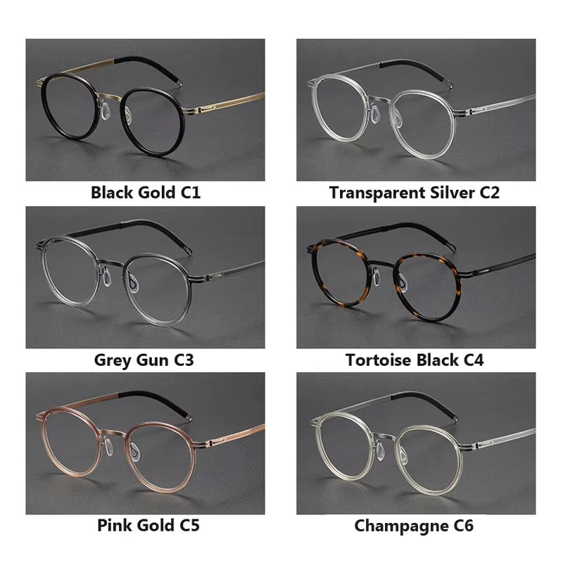 Runde Korrektionsbrille, Vollrand, Unisex, Acetat, Titan, Vintage Retro - Bild 2