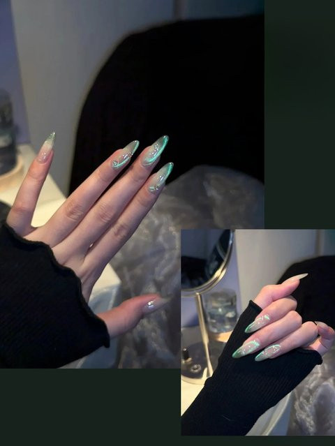 SHAKA Nagellack, Aurora Borealis Katzenauge, Grün - Bild 1