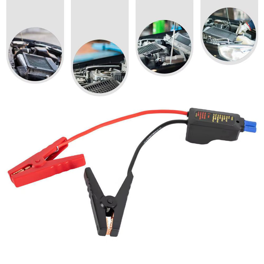 12V Starthilfe Krokodil Clips mit EC5 Stecker und USB-C Anschluss für Auto und Lkw in Rot - Bild 5