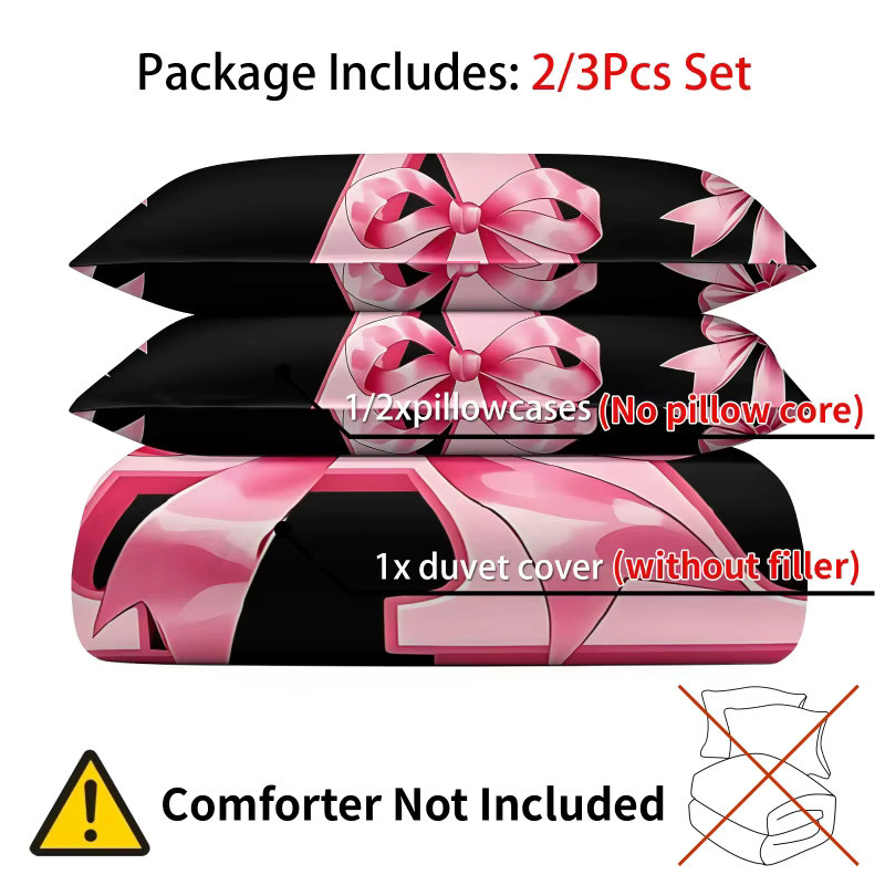 2/3-teiliges Bettwäsche-Set mit rosa Schleife und Initialen A-Z in Pink und Schwarz für Mädchen und Frauen - Bild 4