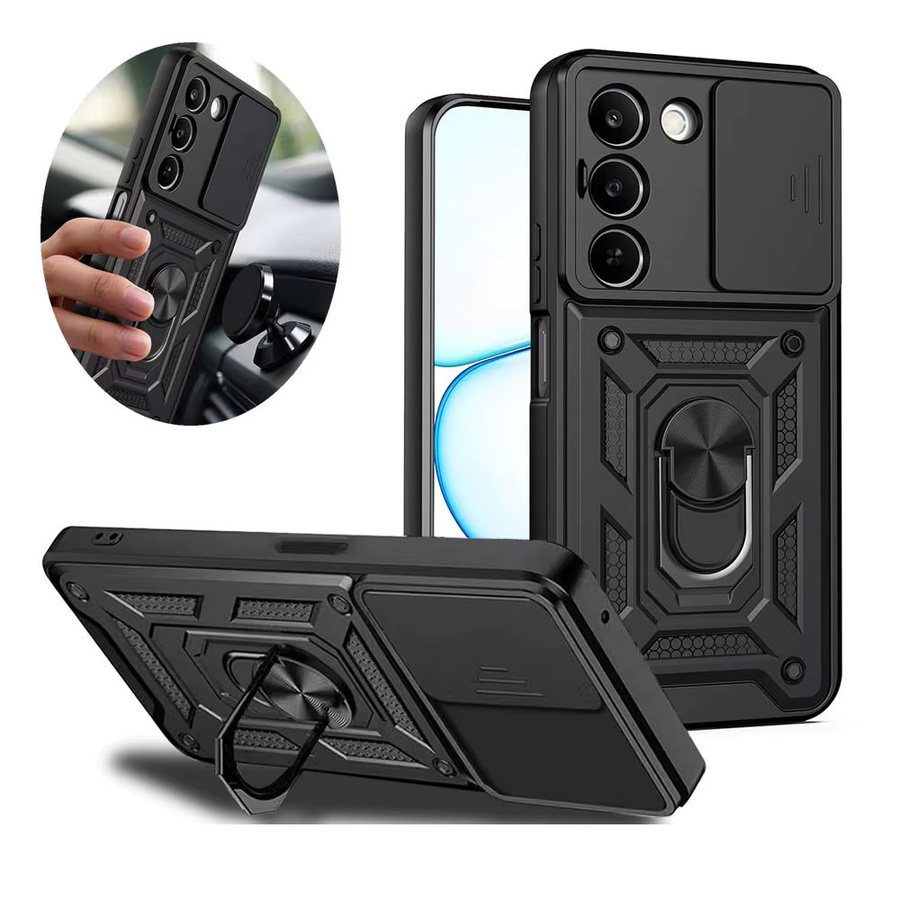 CYYWN Stoßfeste Schutzhülle mit Auto-Magnetring für Realme 16 Pro Plus und Realme 16 in Schwarz - Bild 7