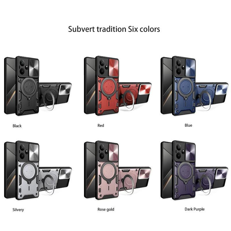 Capa Stoßfeste Schutzhülle für Realme GT 7T mit magnetischem Ringständer und Kamera-Schutz durch Schiebemechanismus - Bild 3