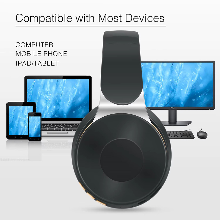CATASSU Bluetooth Stereo-Kopfhörer mit Mikrofon und SD-Kartenslot in Rot-Gold - Bild 3
