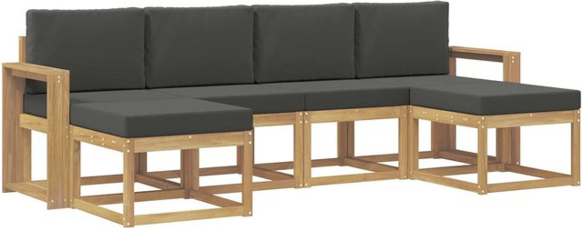 Modernes 6-teiliges Outdoor-Sofagarnitur Loungemöbel Set von vidaXL aus Polyester in Weiß und Anthrazit - Bild 1