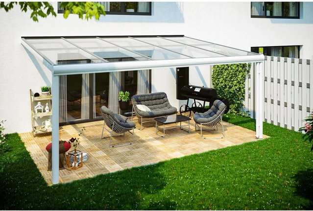 Skan Holz Terrassenüberdachung Modena aus Aluminium mit Verbund-Sicherheits-Glas in Weiß, B/T: 541 x 307 cm - Bild 1